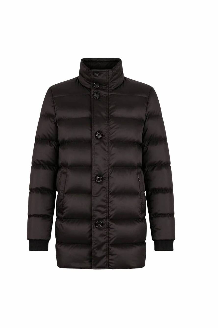 NEW MOORER men's stand collar mid length down coat in asfalto